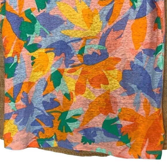 Joie 100% Linen Tropical Print Knit Button Back Top Size XL - Picture 5 of 10